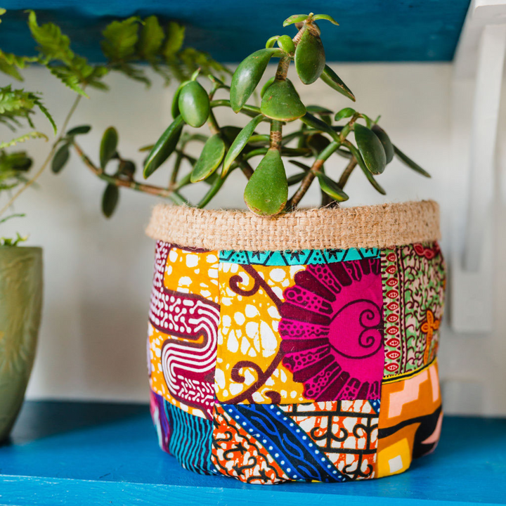 African Fabric Plant Pot Cover