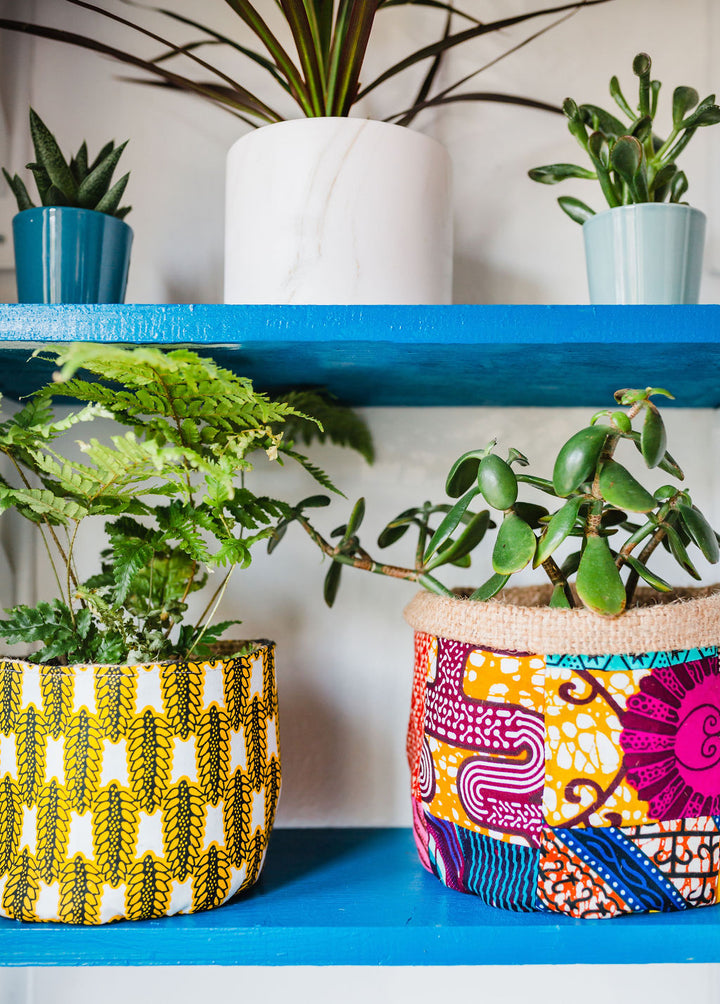 African Fabric Plant Pot Cover