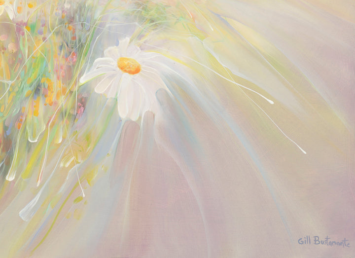 Spirited Away, large abstract landscape with wildflowers