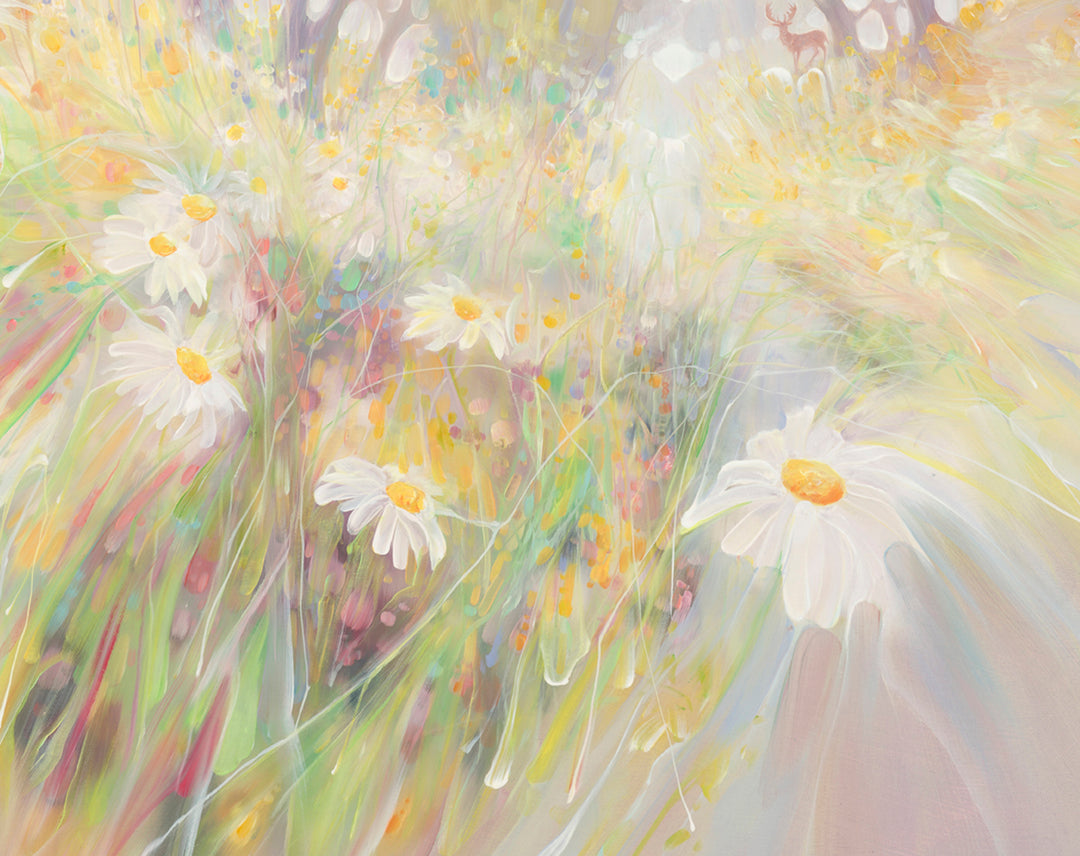 Spirited Away, large abstract landscape with wildflowers