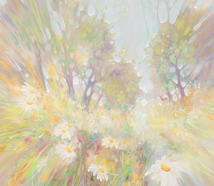 Spirited Away, large abstract landscape with wildflowers