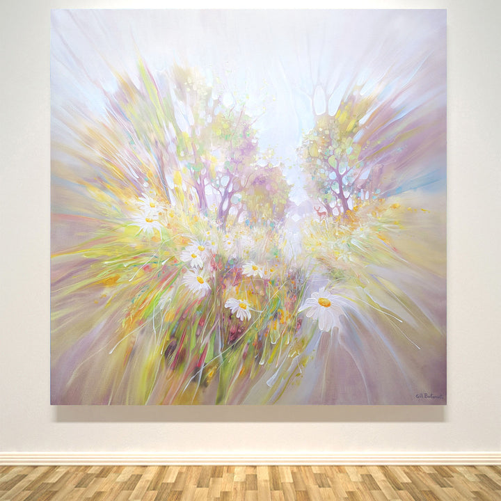 Spirited Away, large abstract landscape with wildflowers