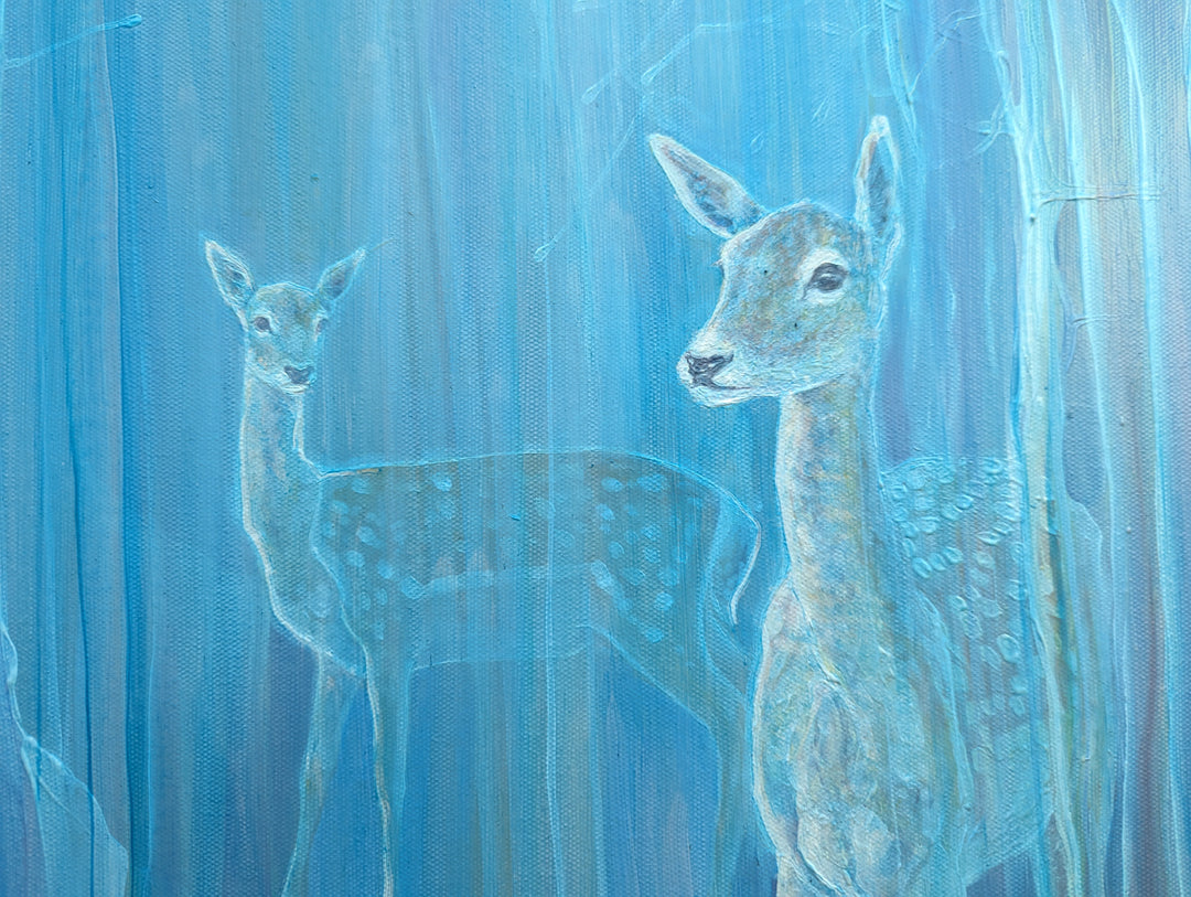 Out of the Blue, a blue abstract deer painting