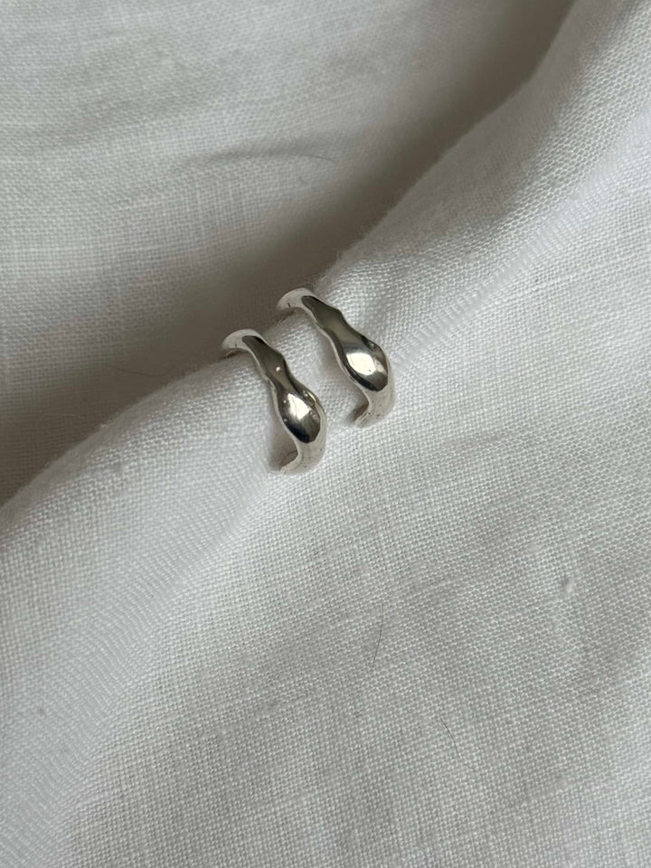 Recycled Silver Molten Hoops