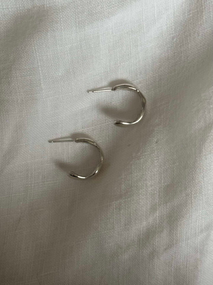 Recycled Silver Molten Hoops